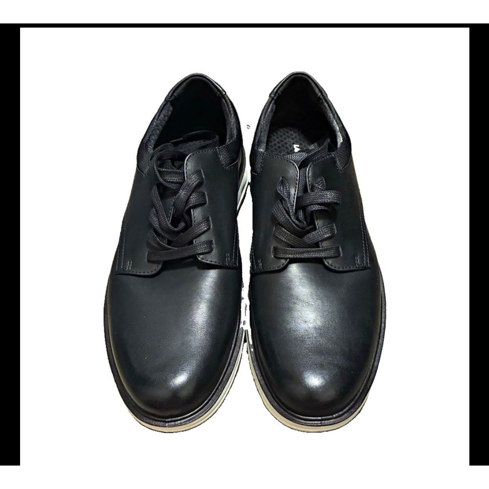 Lands End Sport Oxford Mens Black White Leather Sneakers Shoes 9.5 1908426